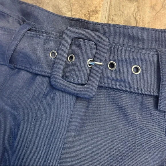 NEW NWT Audrey Parks Blue Pleated High-Waisted Belted Shorts – Francesca’s M - Picture 5 of 7